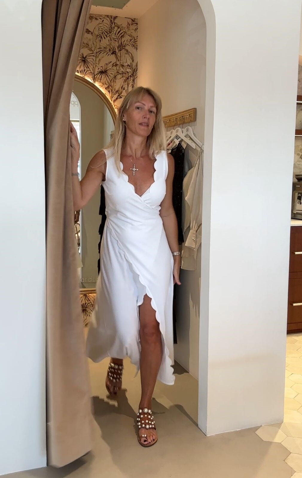 Scalloped Gehry Wrap Dress Coconut - Dress