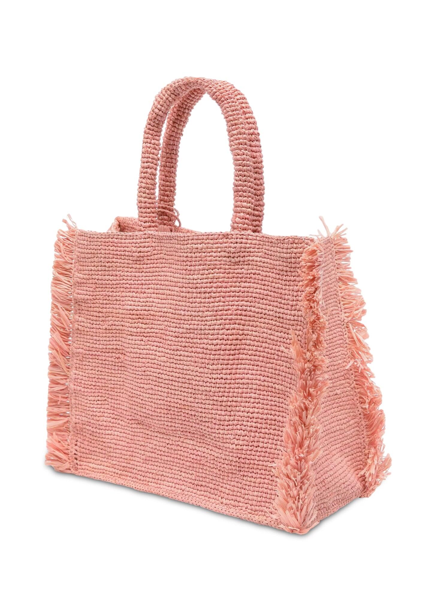 Colette Raffia Fringes Pink Bag