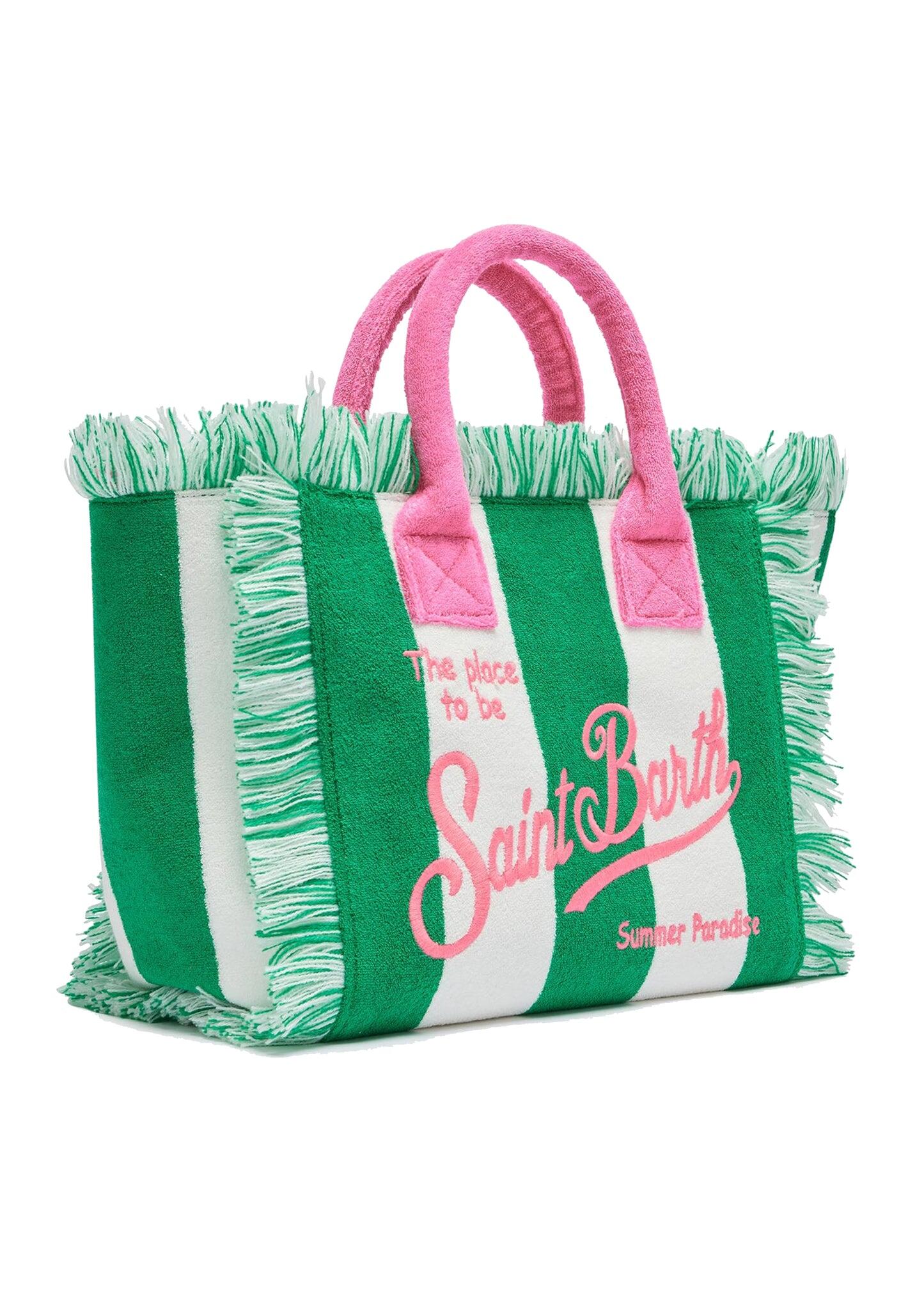 Colette Sponge Terry Stripes White & Green Bag