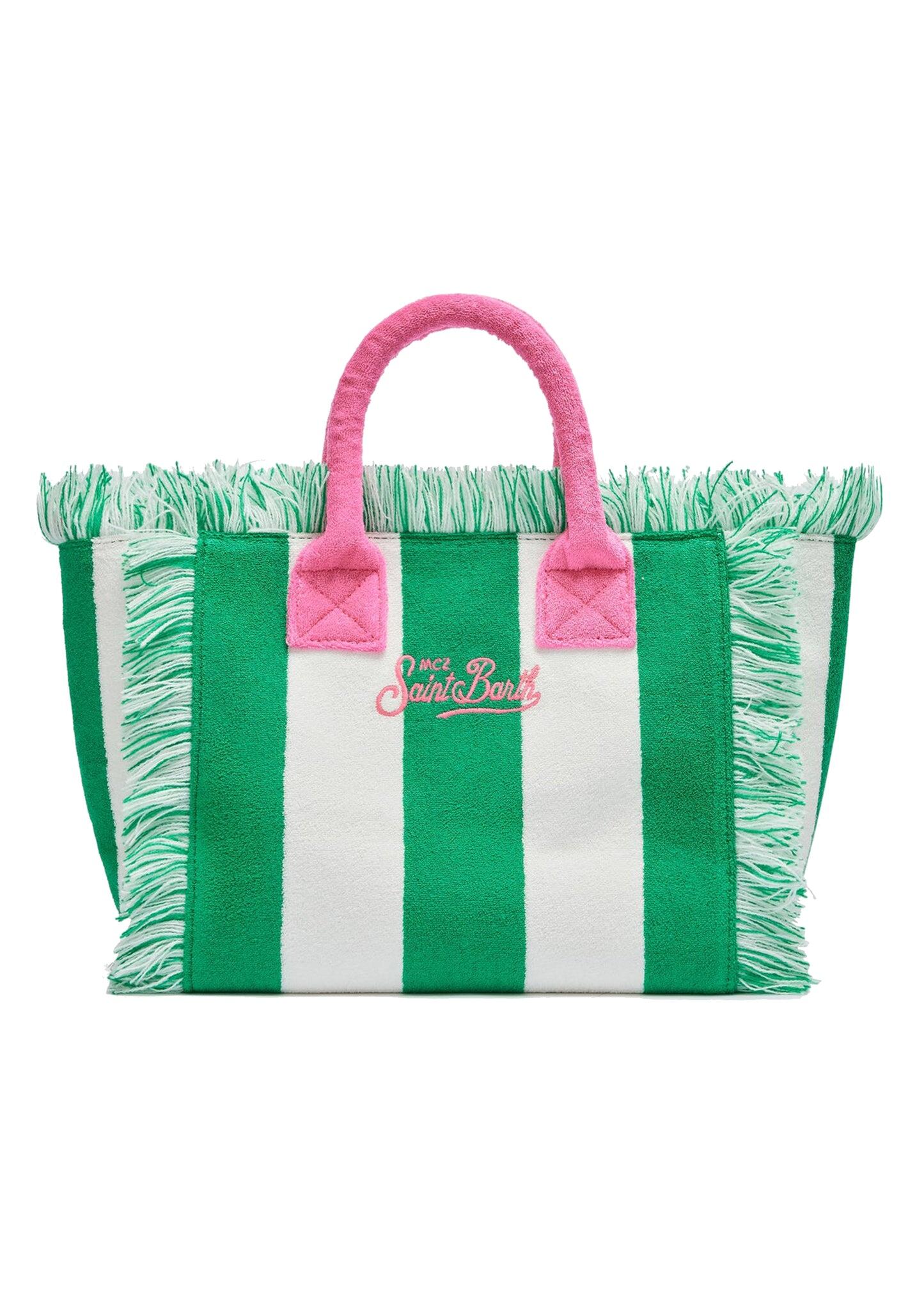 Colette Sponge Terry Stripes White & Green Bag