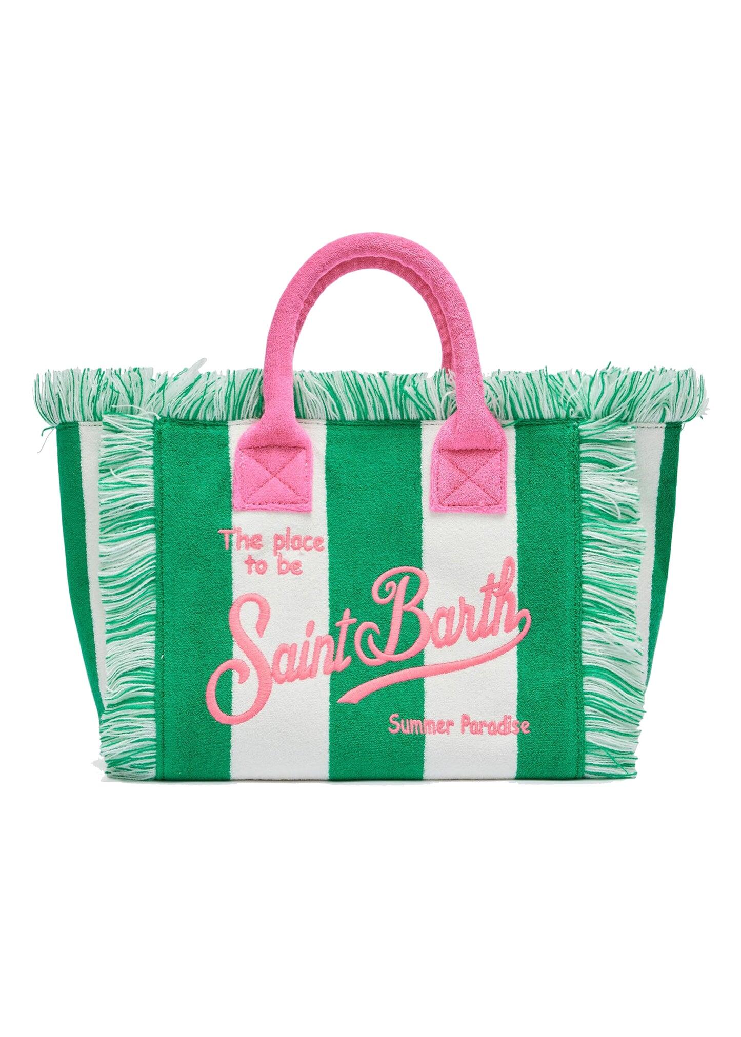 Colette Sponge Terry Stripes White & Green Bag