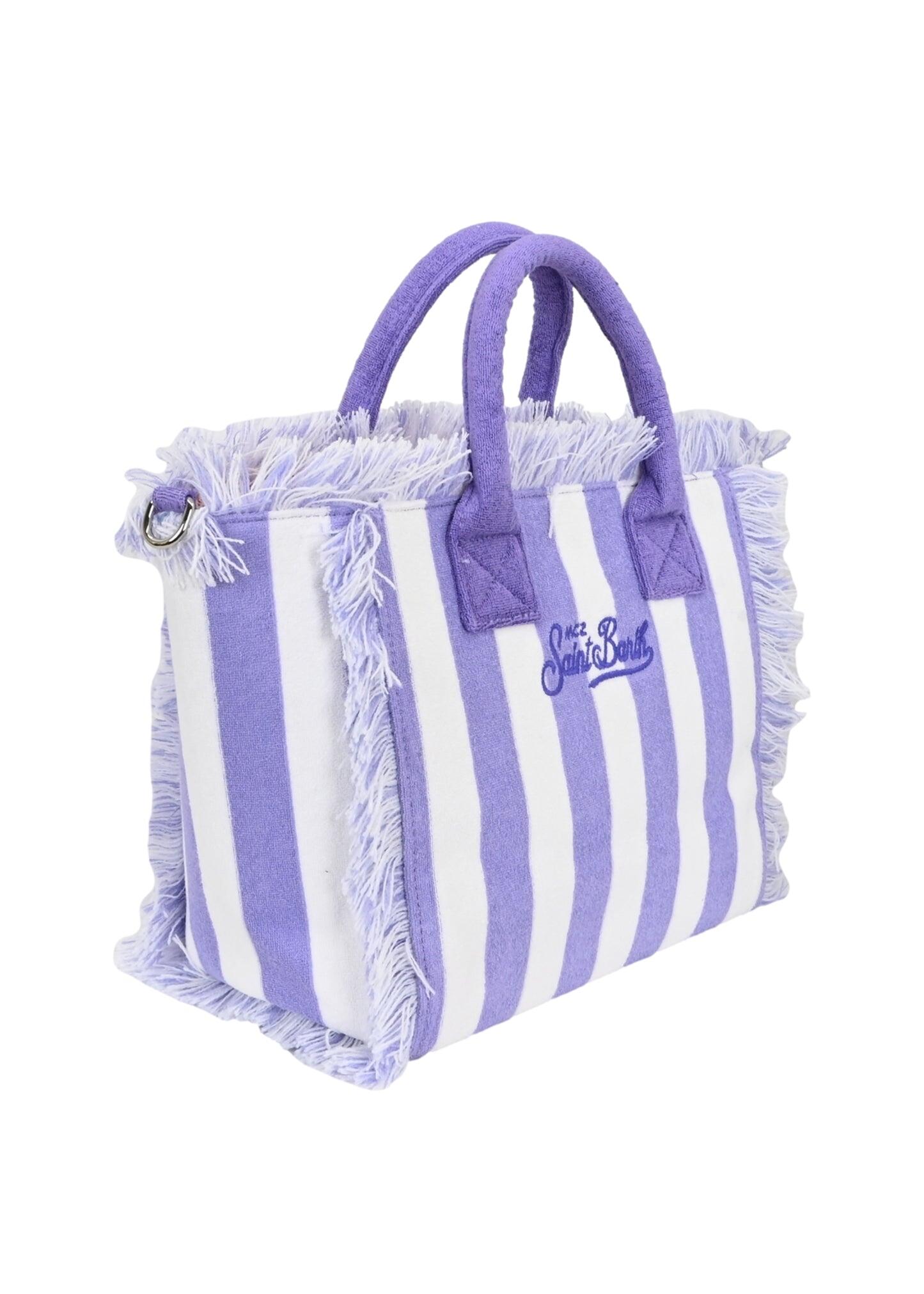 Colette Sponge Terry Stripes White & Purple Bag