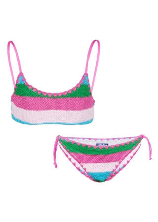 Jaiden Bralette Bikini Green, Blue & Pink
