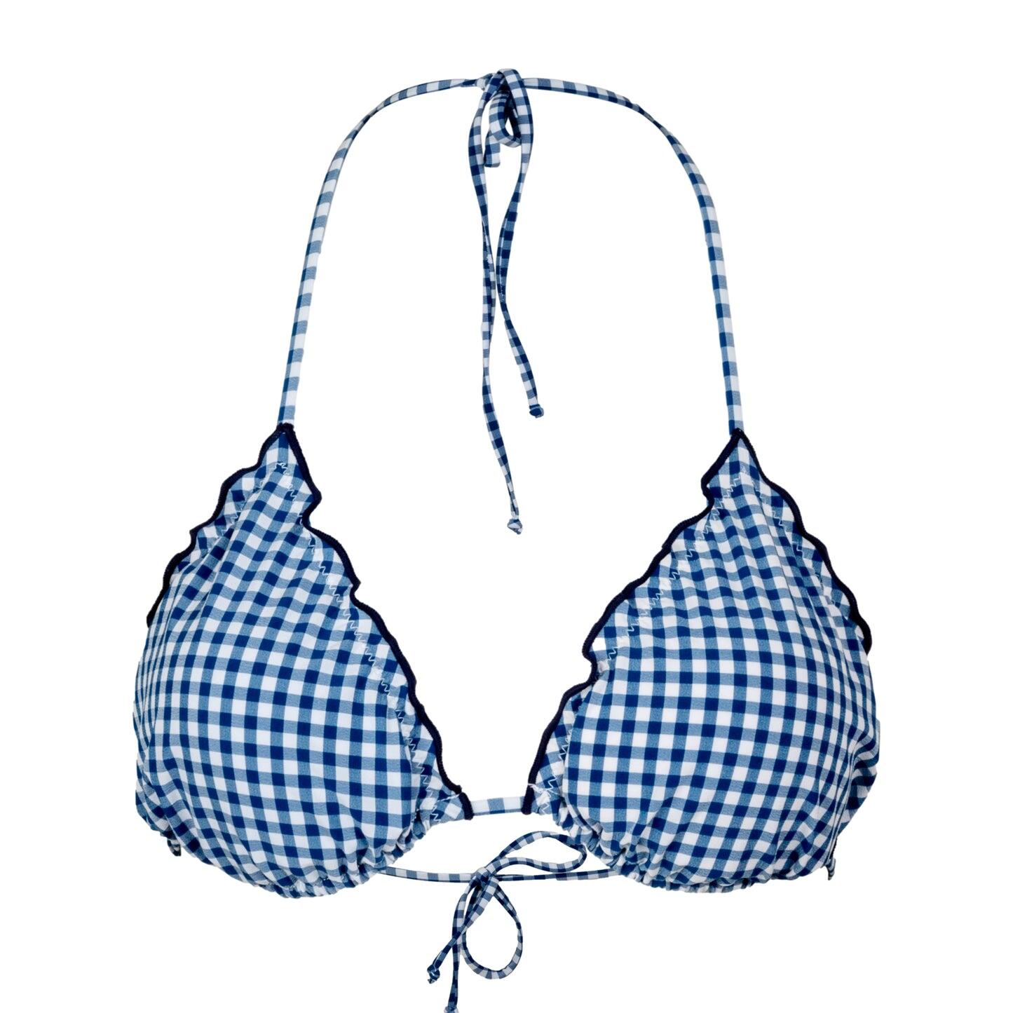 Woman Gingham Classic Triangle Bikini Top - Bikini Top