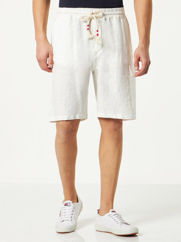 White Bermuda Linen Short - Shorts