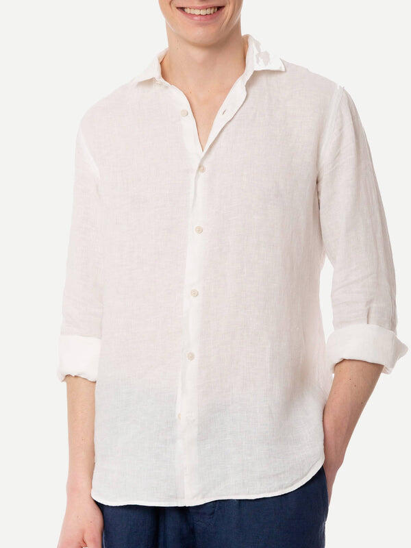 White Linen Pamplona Shirt - Top