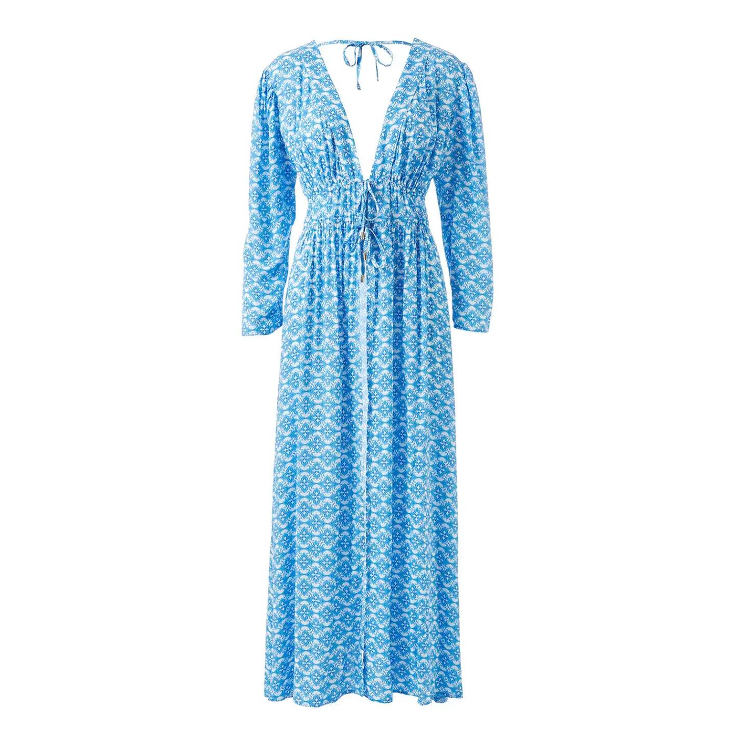 Designer Blue Maxi Kaftan - Farrah Diamond Kaftan - Kaftan