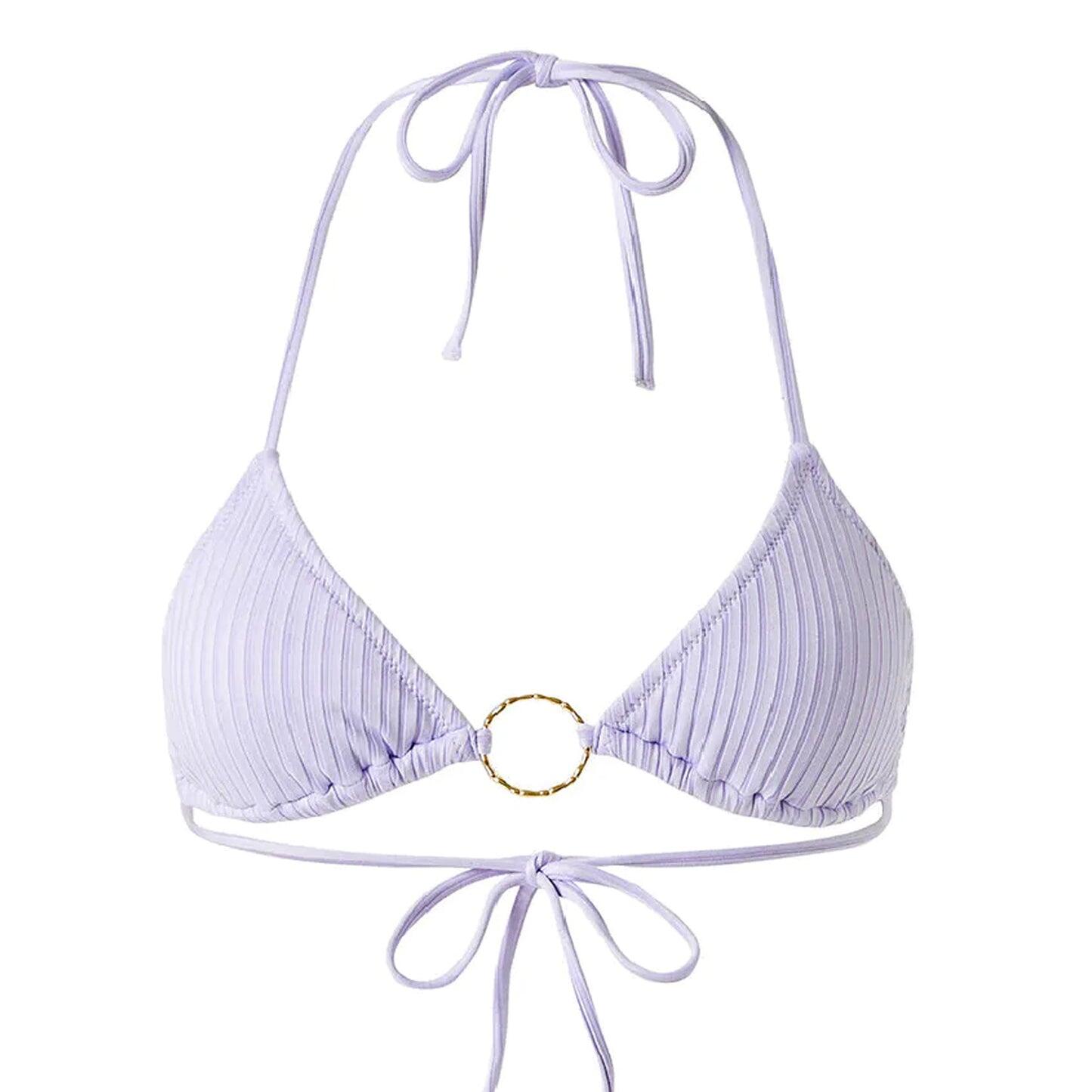 Triangle Top Bikini in Lavender - Miami Lavender Ribbed Bikini Top