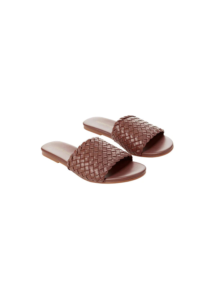 Woven Slider Sandals Dark Tan - Shoes