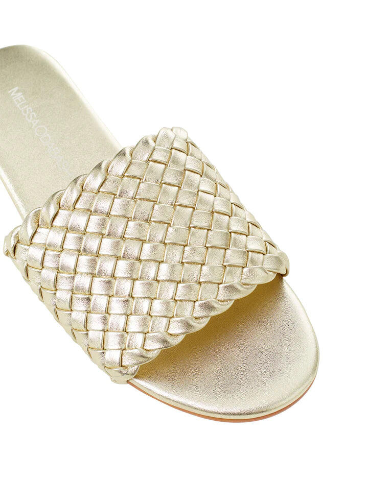 Woven Slider Sandals Gold