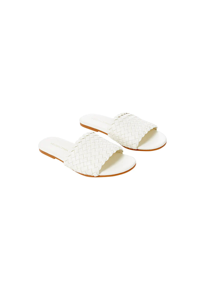 Woven Slider Sandals White