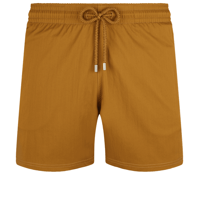 Men Stretch Short Swim Shorts Solid Dark Beige - Men’s Swim Shorts