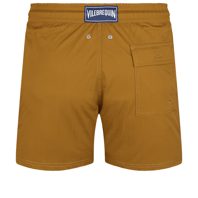 Men Stretch Short Swim Shorts Solid Dark Beige - Men’s Swim Shorts