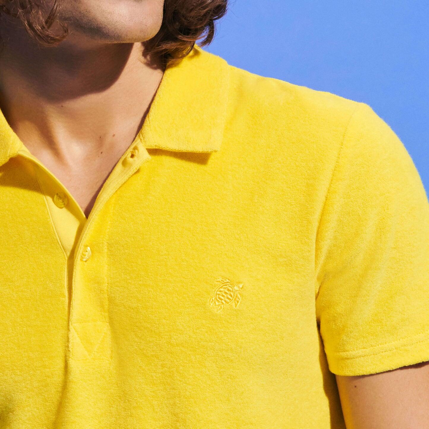 Men Terry Polo Solid Yellow