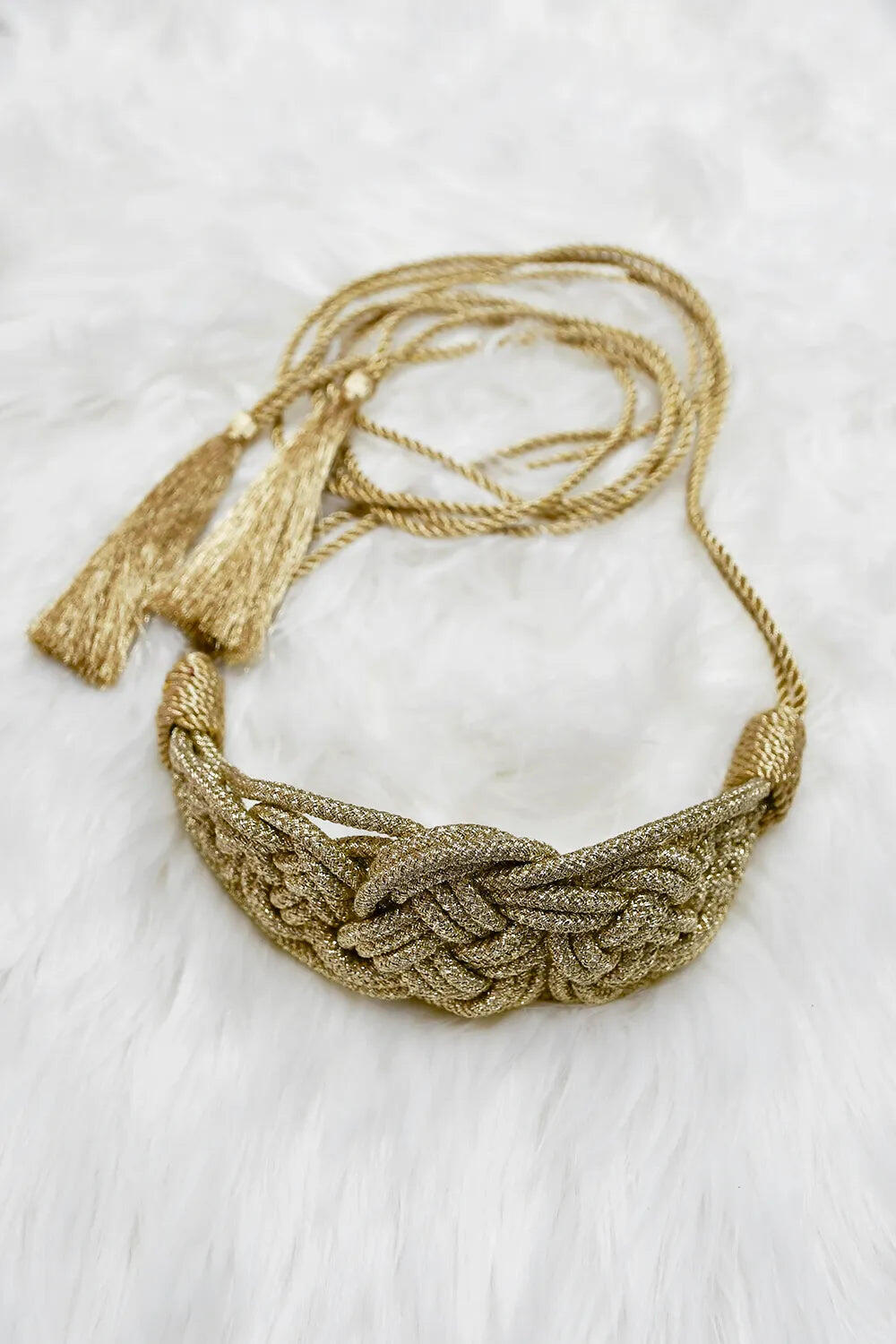 Womens Tassel Belt in Gold