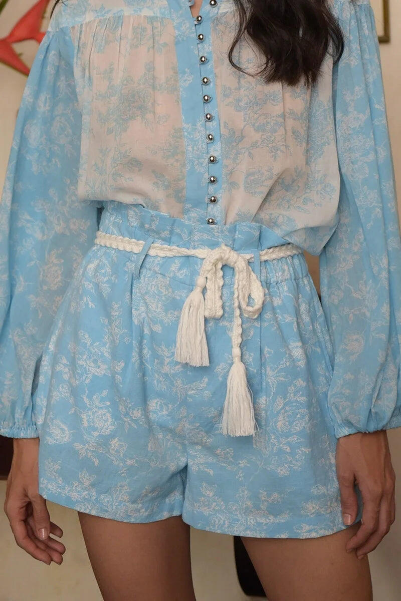 Ilaria Belt Short Blue - Shorts