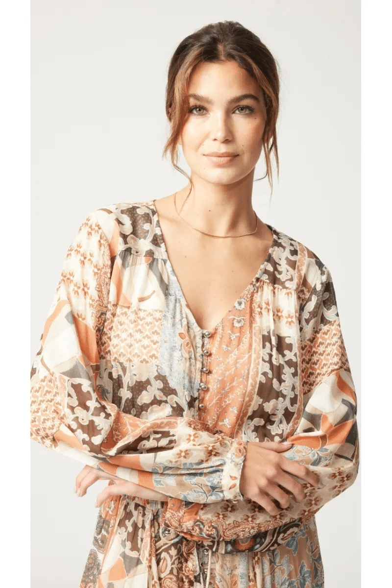 Angelique Long Dress Beige Mix - ONE SIZE - Dress