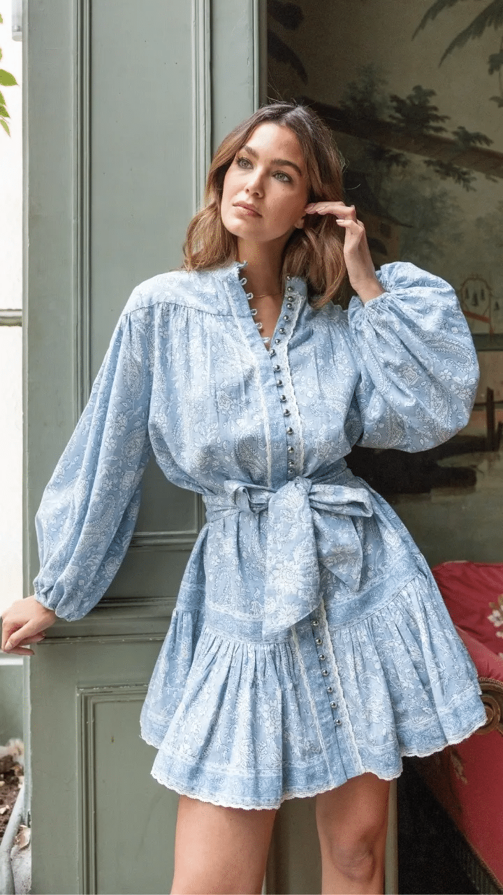 Clemence Short Dress Light Blue