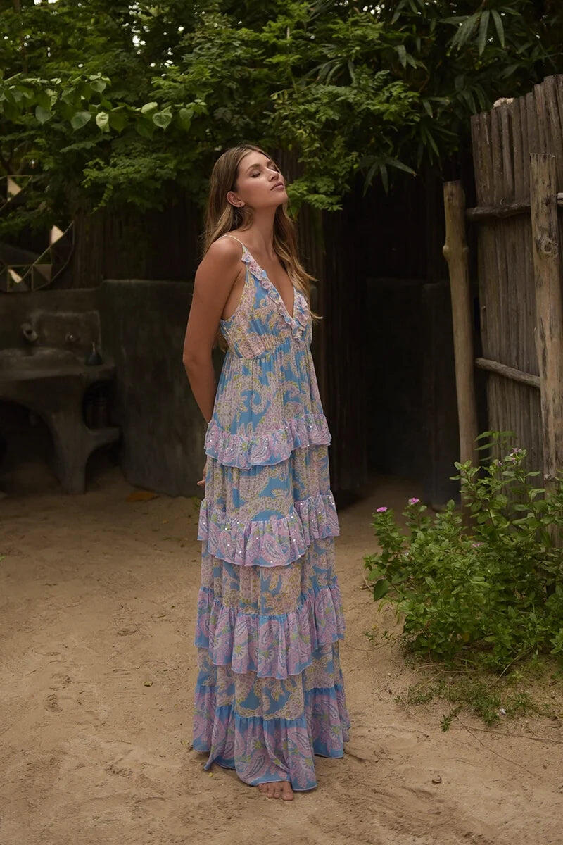 Yolanda Long Dress Blue - ONE SIZE - Dress