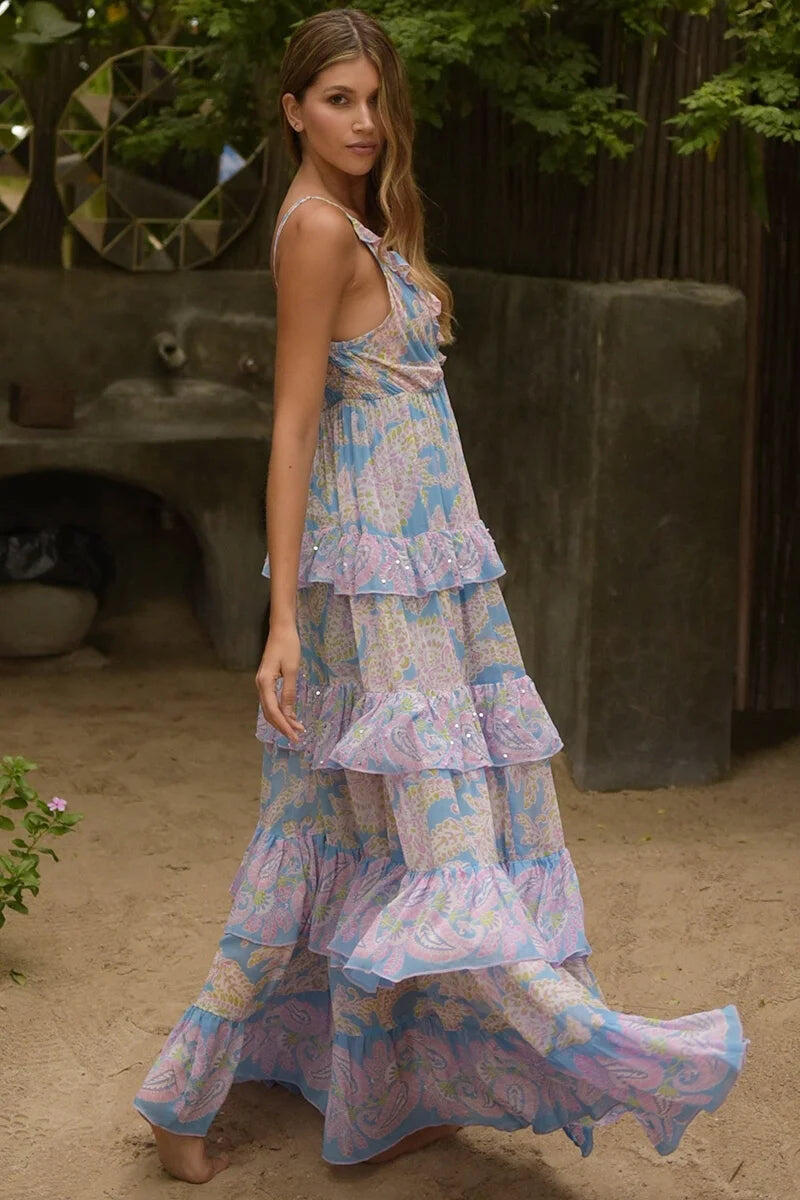 Yolanda Long Dress Blue - ONE SIZE - Dress