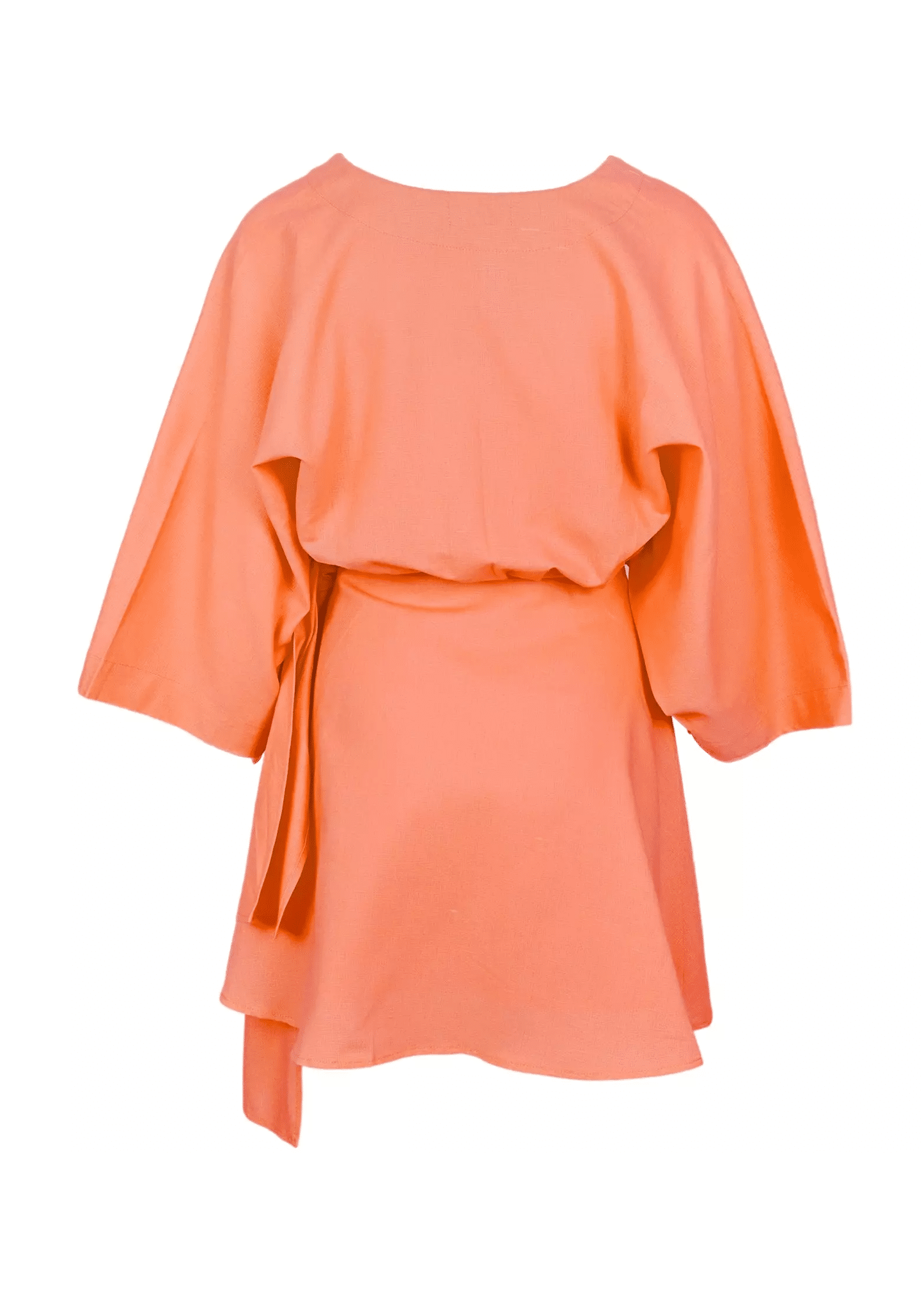 Short Sleeve Dress Linen Orange