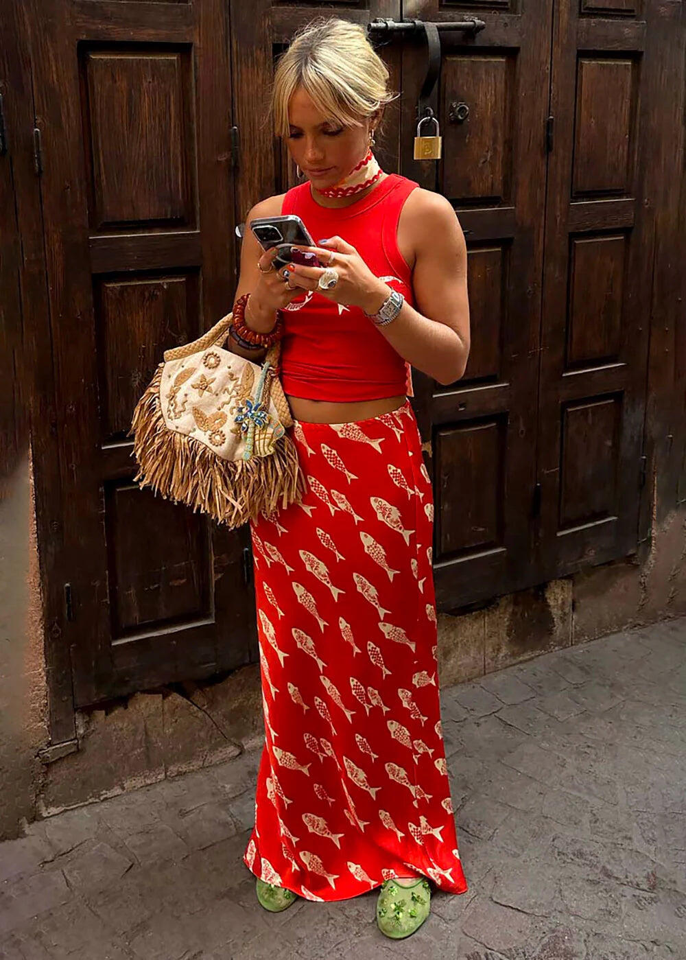 Red Marina Dorris Skirt