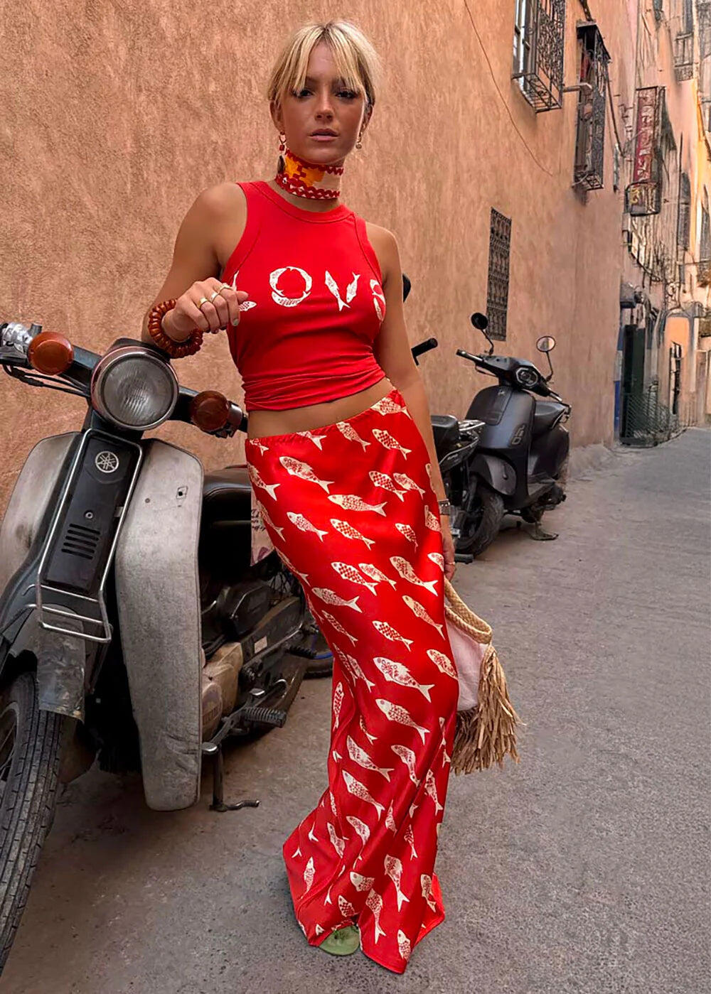 Red Marina Dorris Skirt