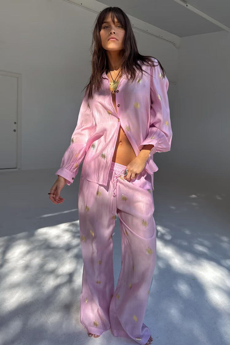 Pink Elissa Trousers with Sun Foil