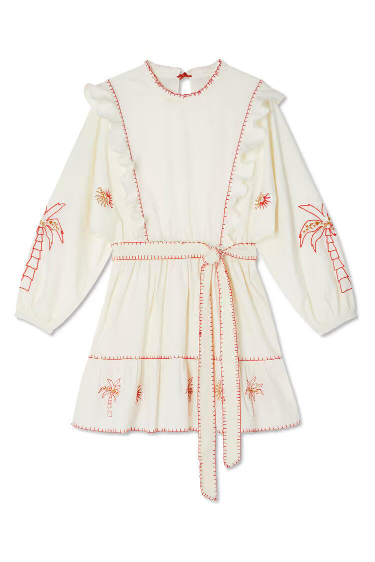 Cream And Red Pollenca Mini Dress