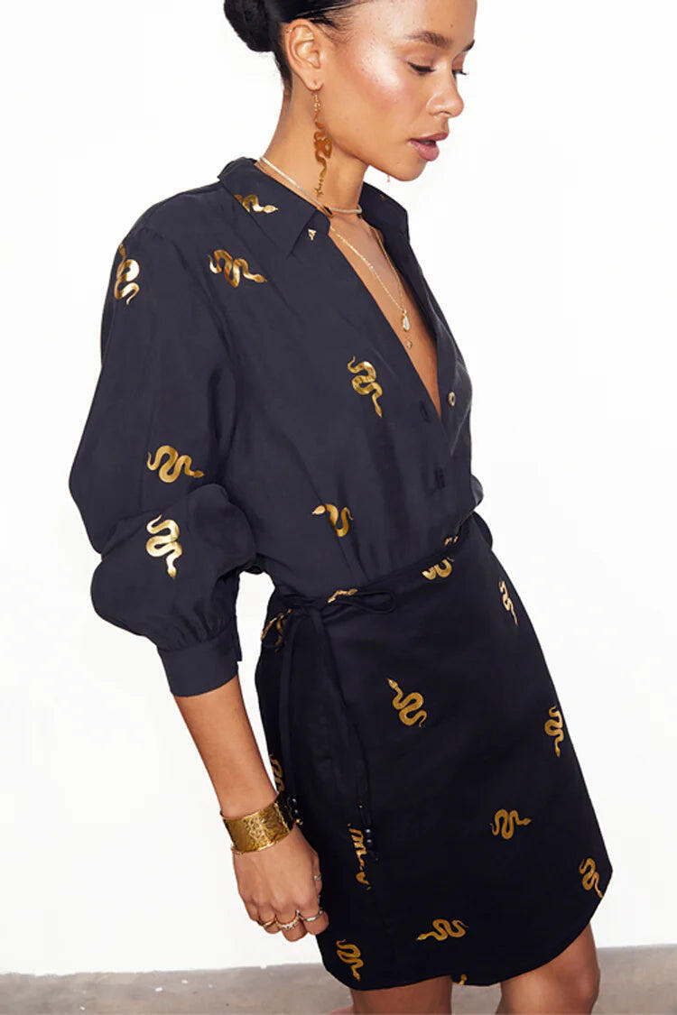 Black Gold Snake Miley Shirt - Top