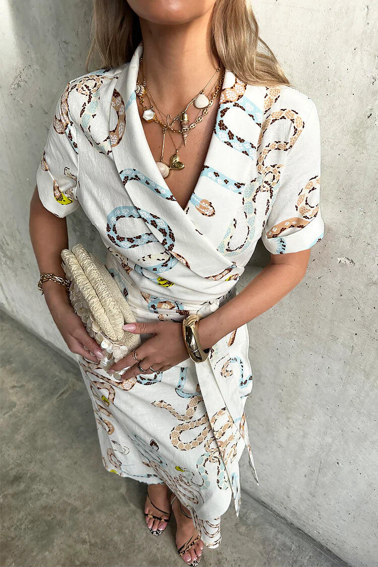 Cotton Linen Snake Brooklyn Dress - Dress