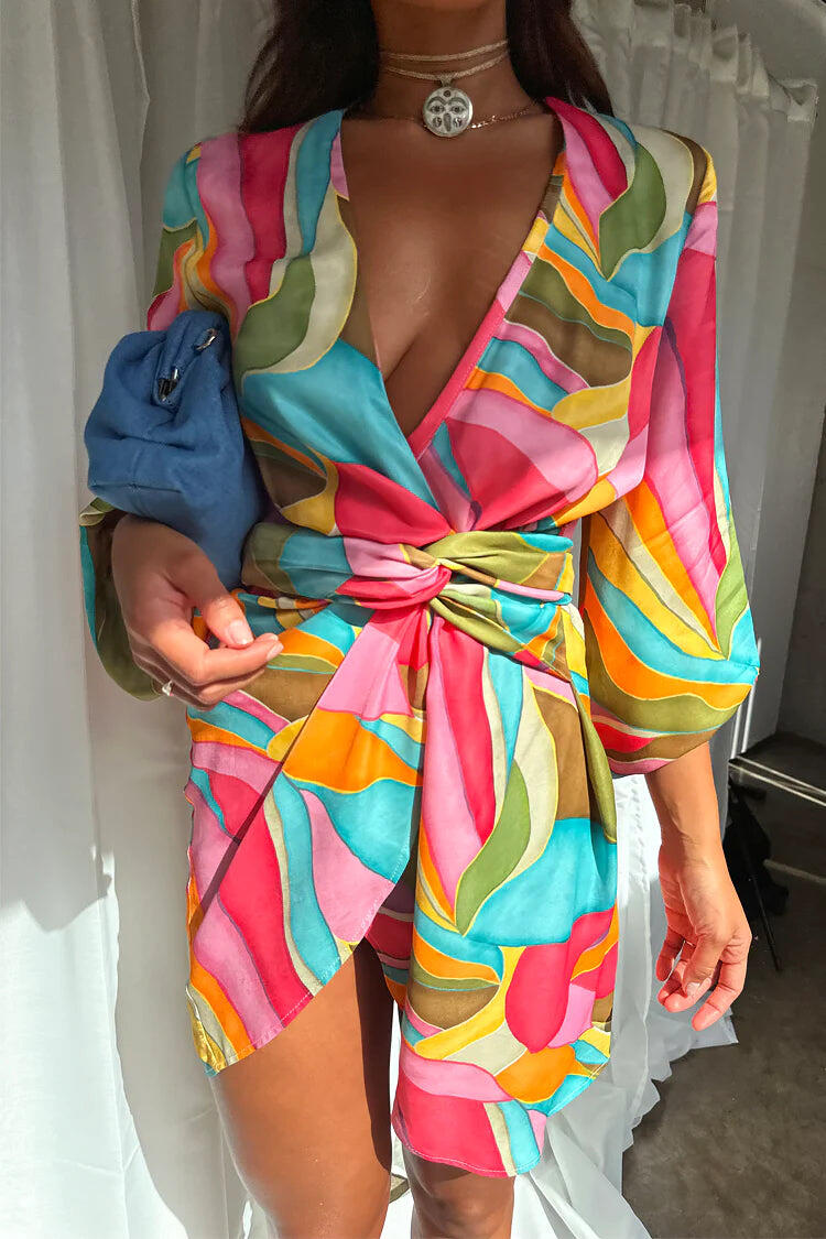 Colorful wrap dress clearance
