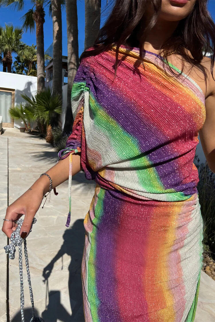 Rainbow Plisse Dress - Dress