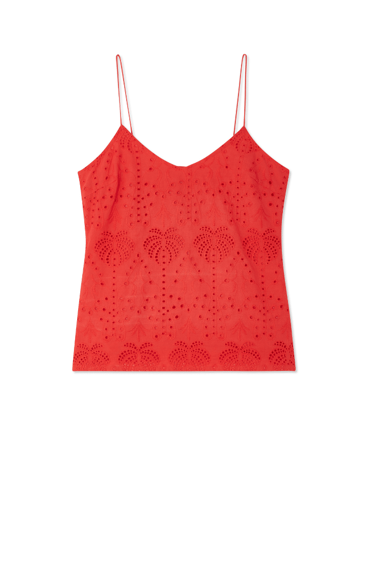 Red Broderie Cami Top - Top