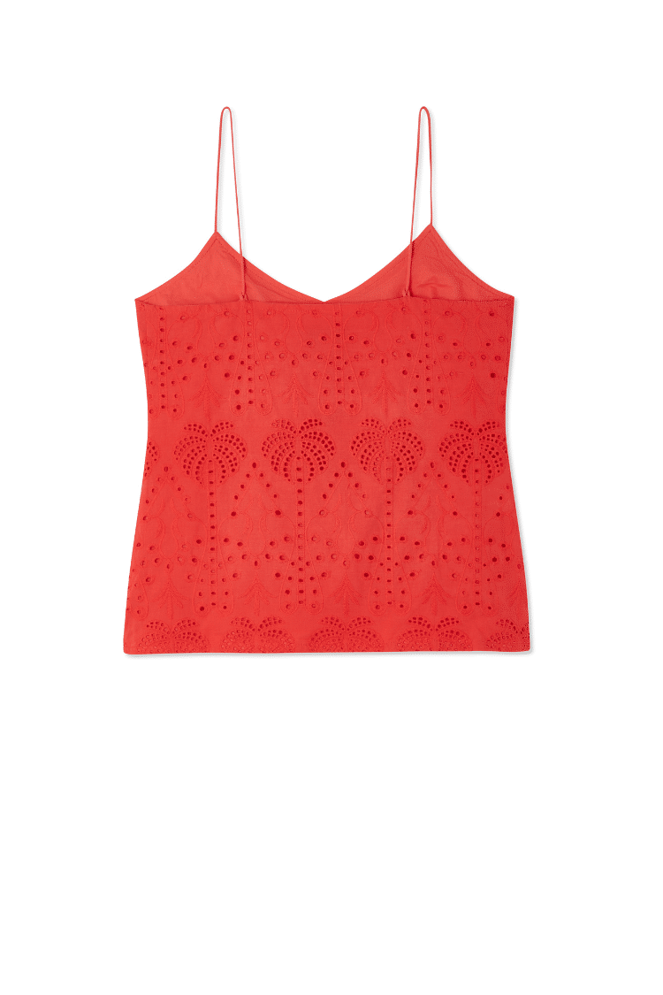 Red Broderie Cami Top - Top