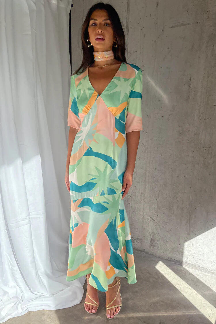 Sage Lyra Poppy Midi Dress - Dress