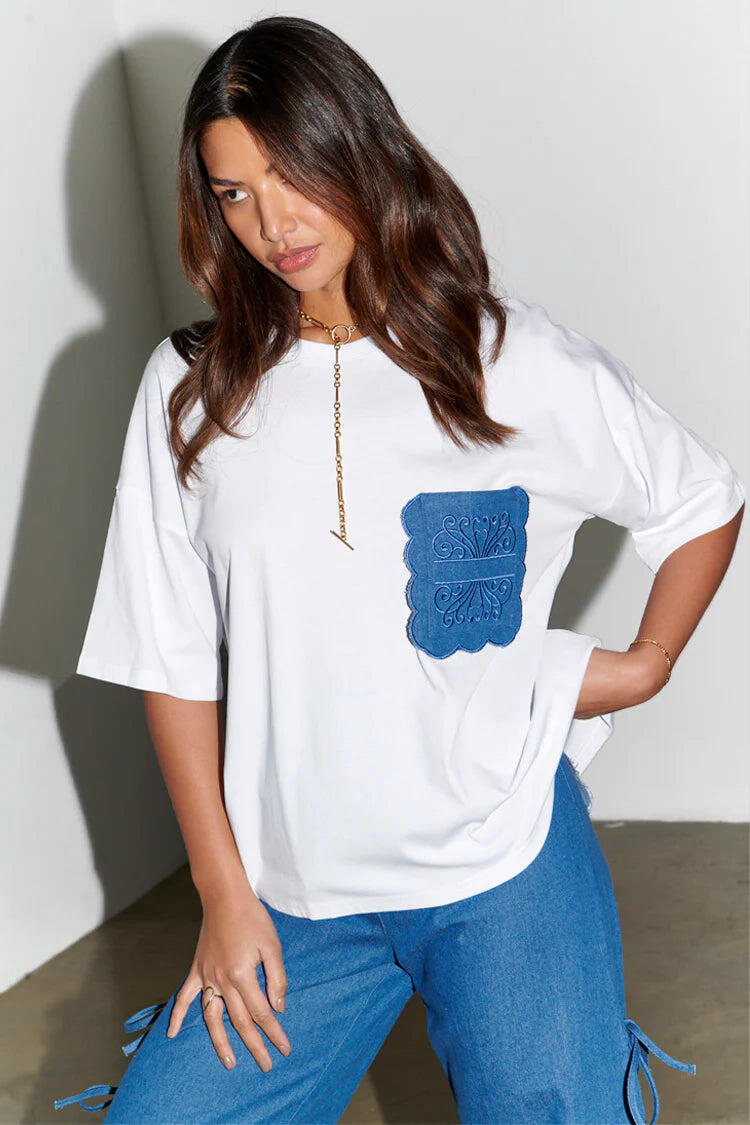 White Denim Pocket T-Shirt