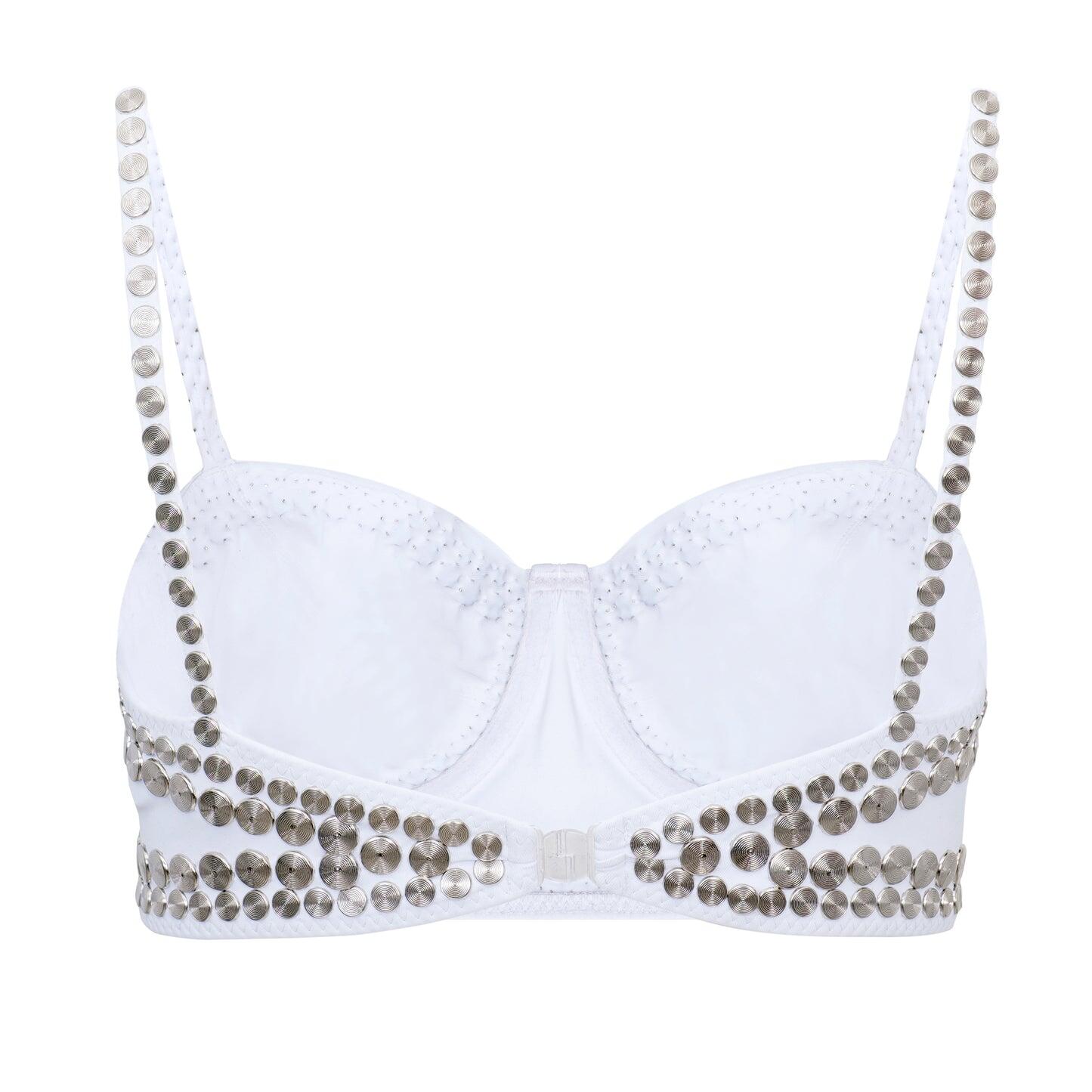 Back Clasp Bikini Top in White