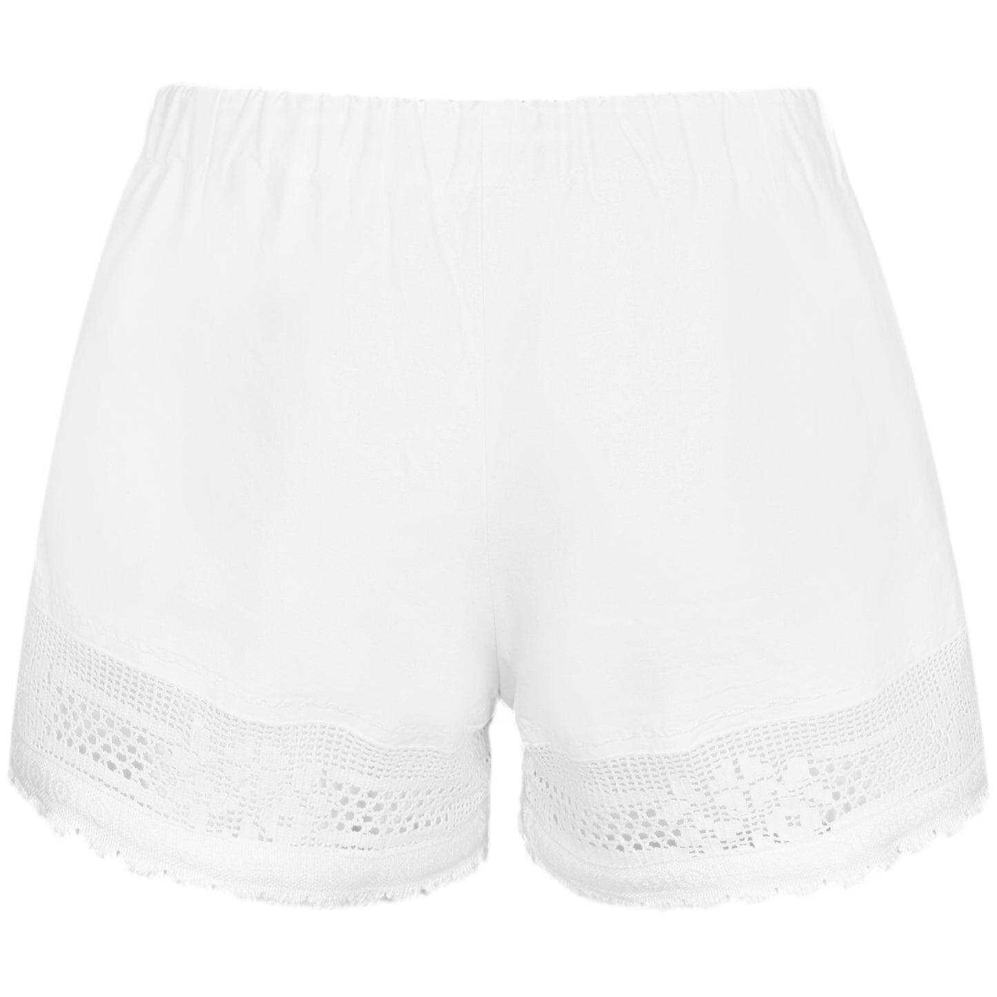 Orsina Cotton Shorts Full White Lace S - Shorts