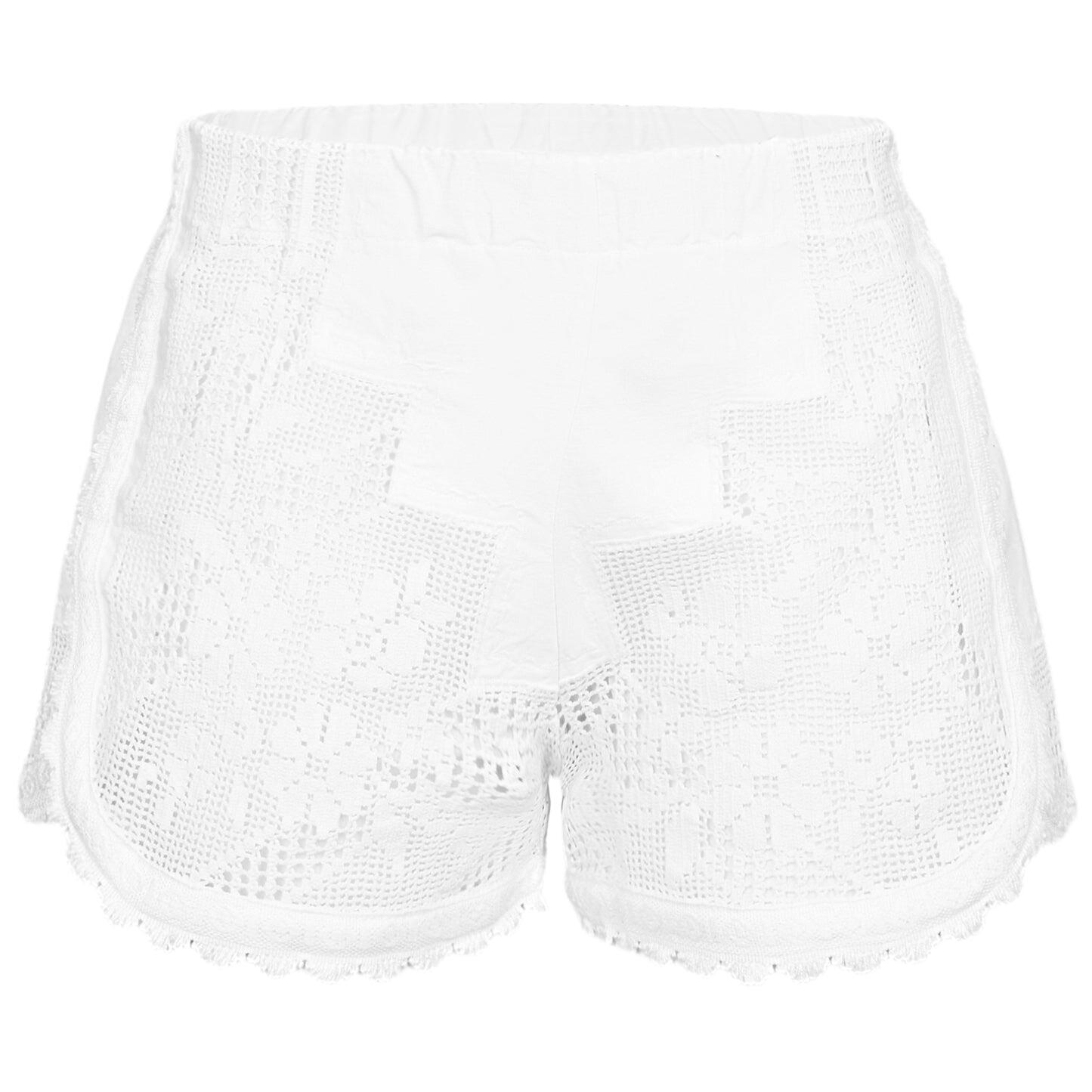 Orsina Cotton Shorts Full White Lace S - Shorts