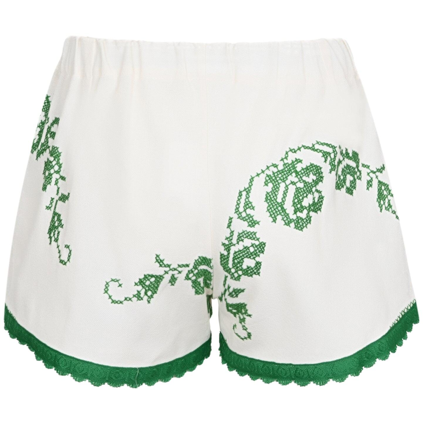 Orsina Cotton Shorts Green Trim Green Print S - Shorts