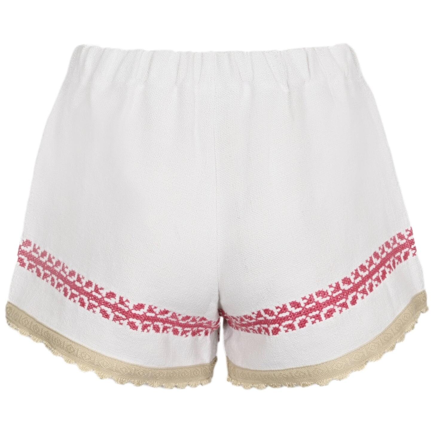 Orsina Cotton Shorts Neutral Base Red Border Style 2 S - Shorts