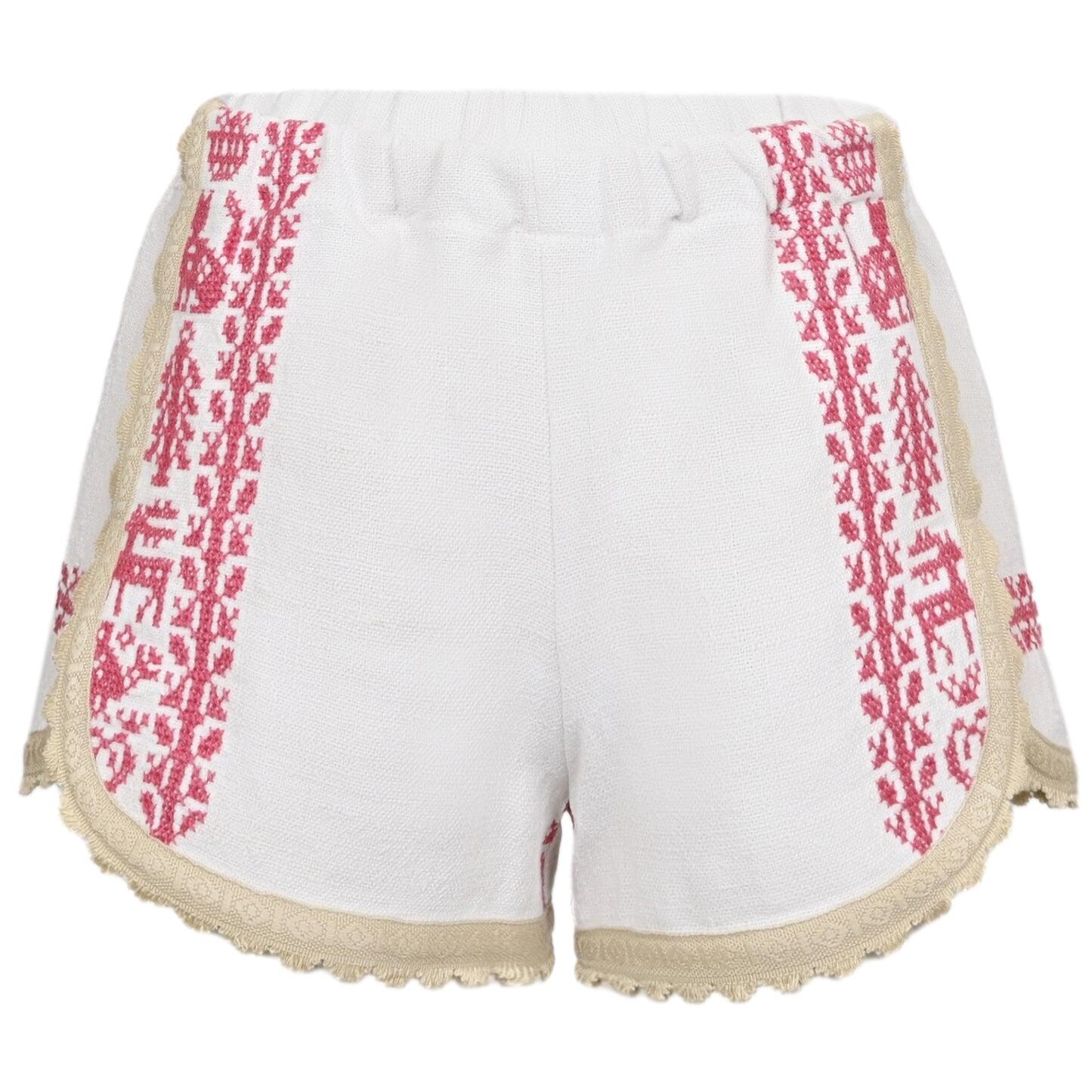Orsina Cotton Shorts Neutral Base Red Border Style 2 S - Shorts