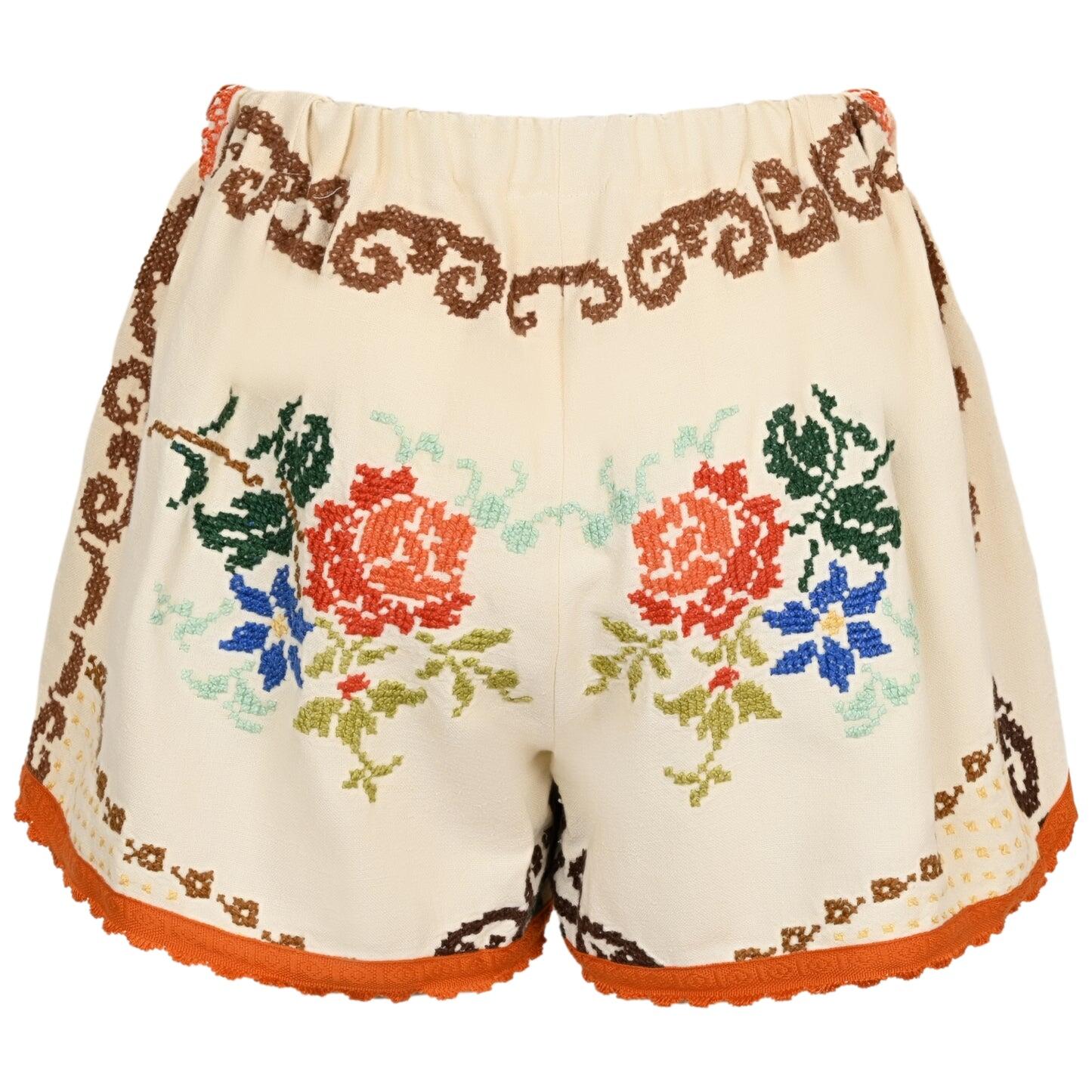 Orsina Cotton Shorts Orange Trim Multi Print L - Shorts
