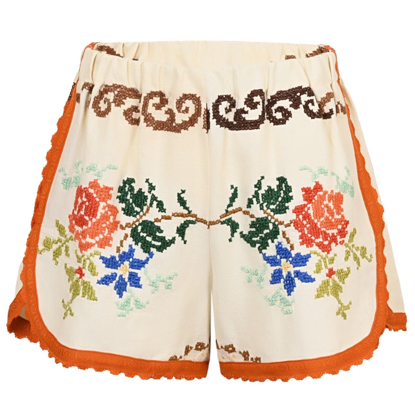 Orsina Cotton Shorts Orange Trim Multi Print L - Shorts