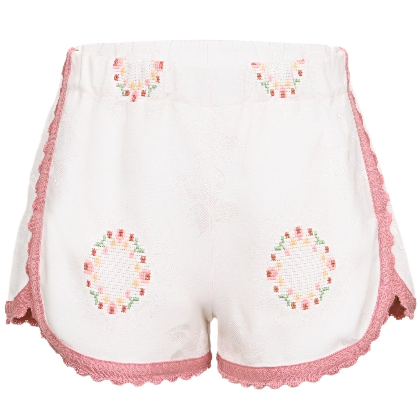 Orsina Cotton Shorts White & Pastel Print S - Shorts