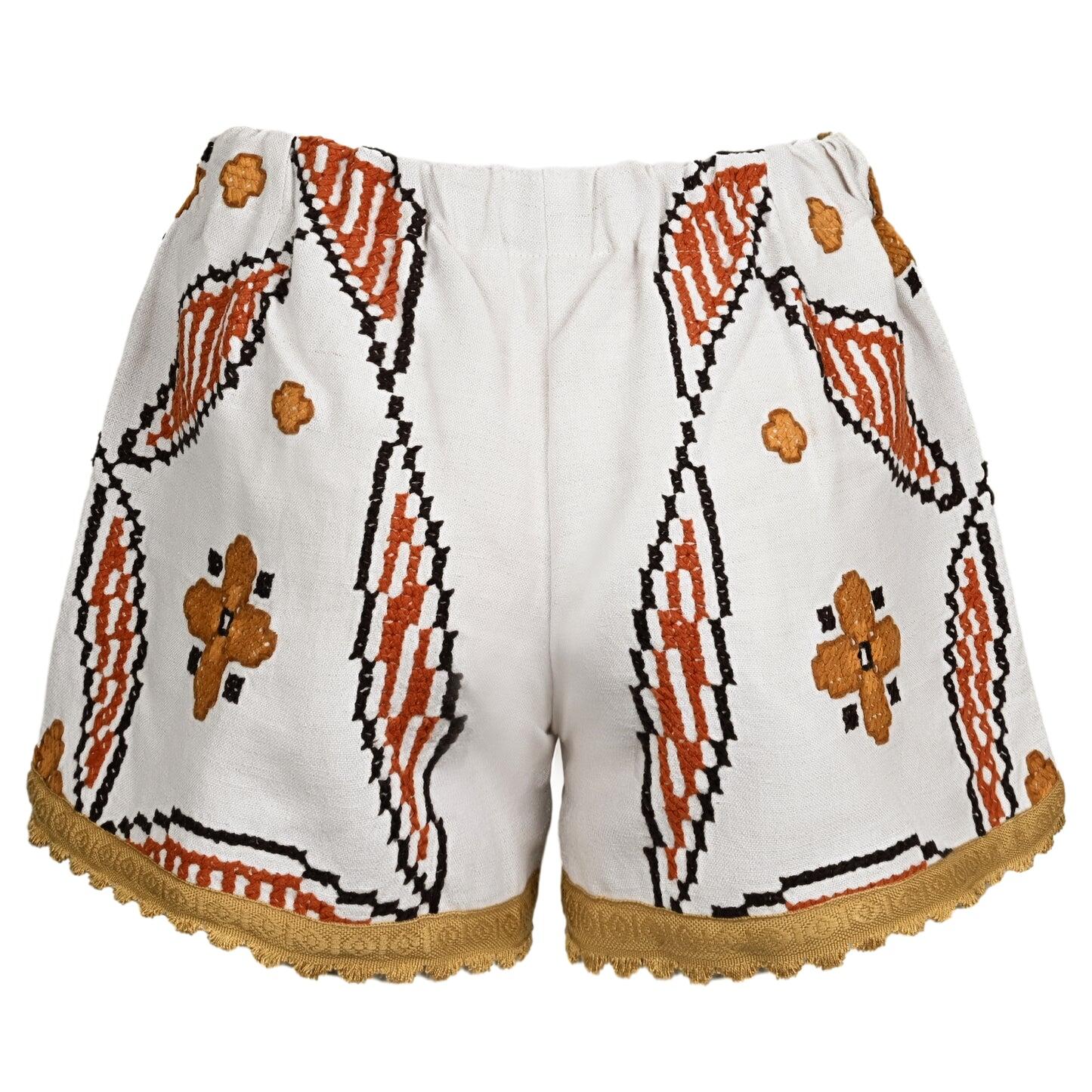 Orsina Cotton Shorts Mustard Trim Print M - Shorts