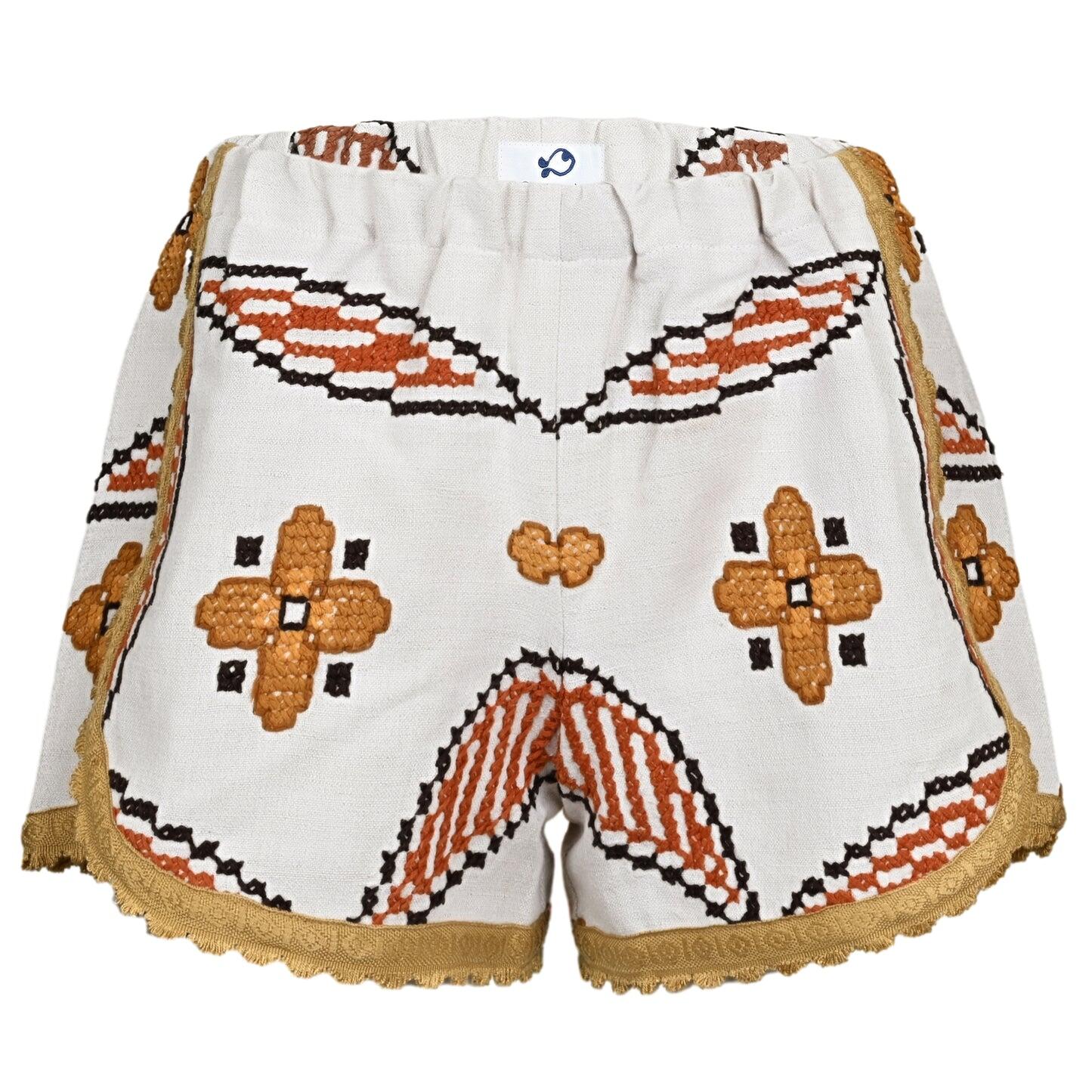 Orsina Cotton Shorts Mustard Trim Print M - Shorts