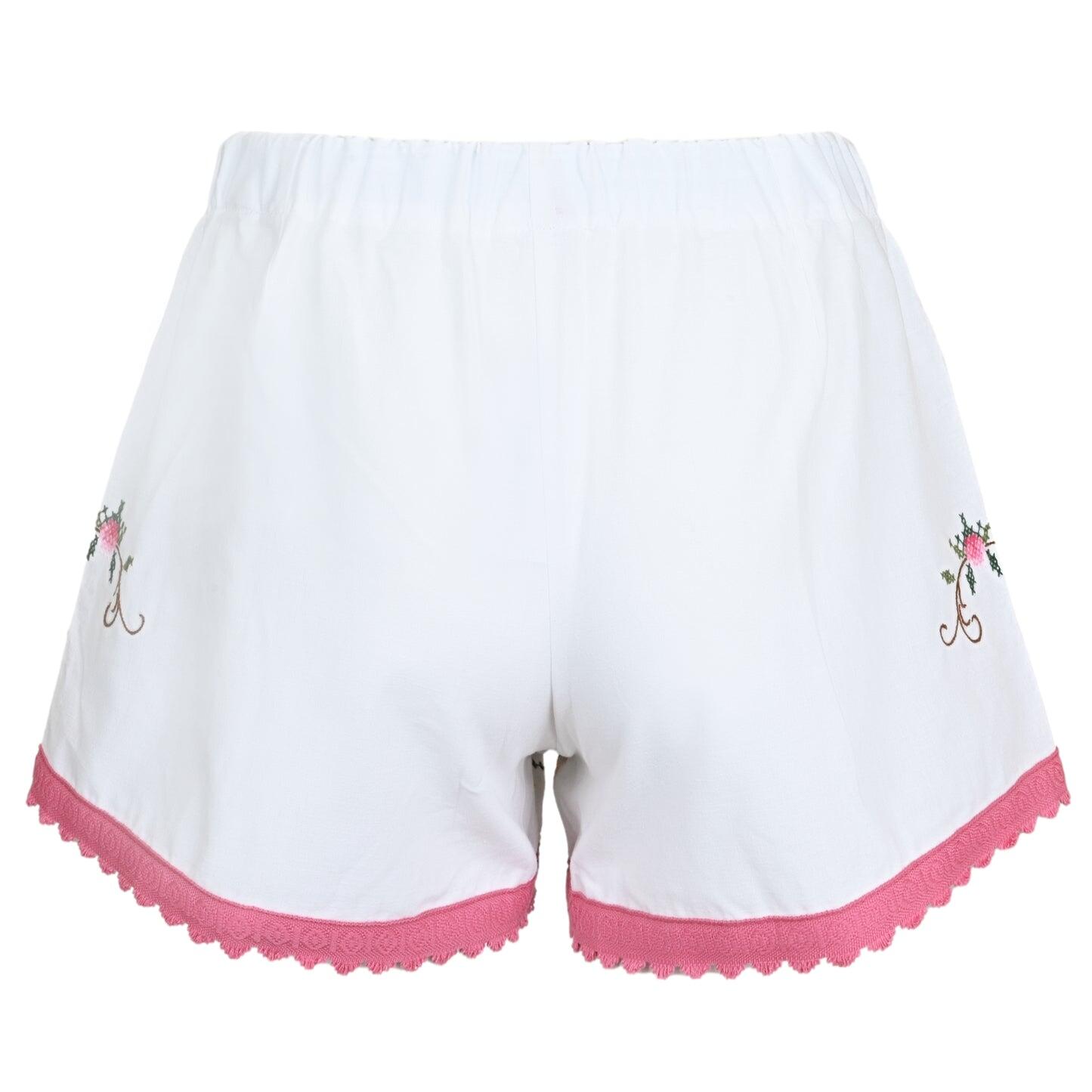 Orsina Cotton Shorts Pink Lace Floral S - Shorts