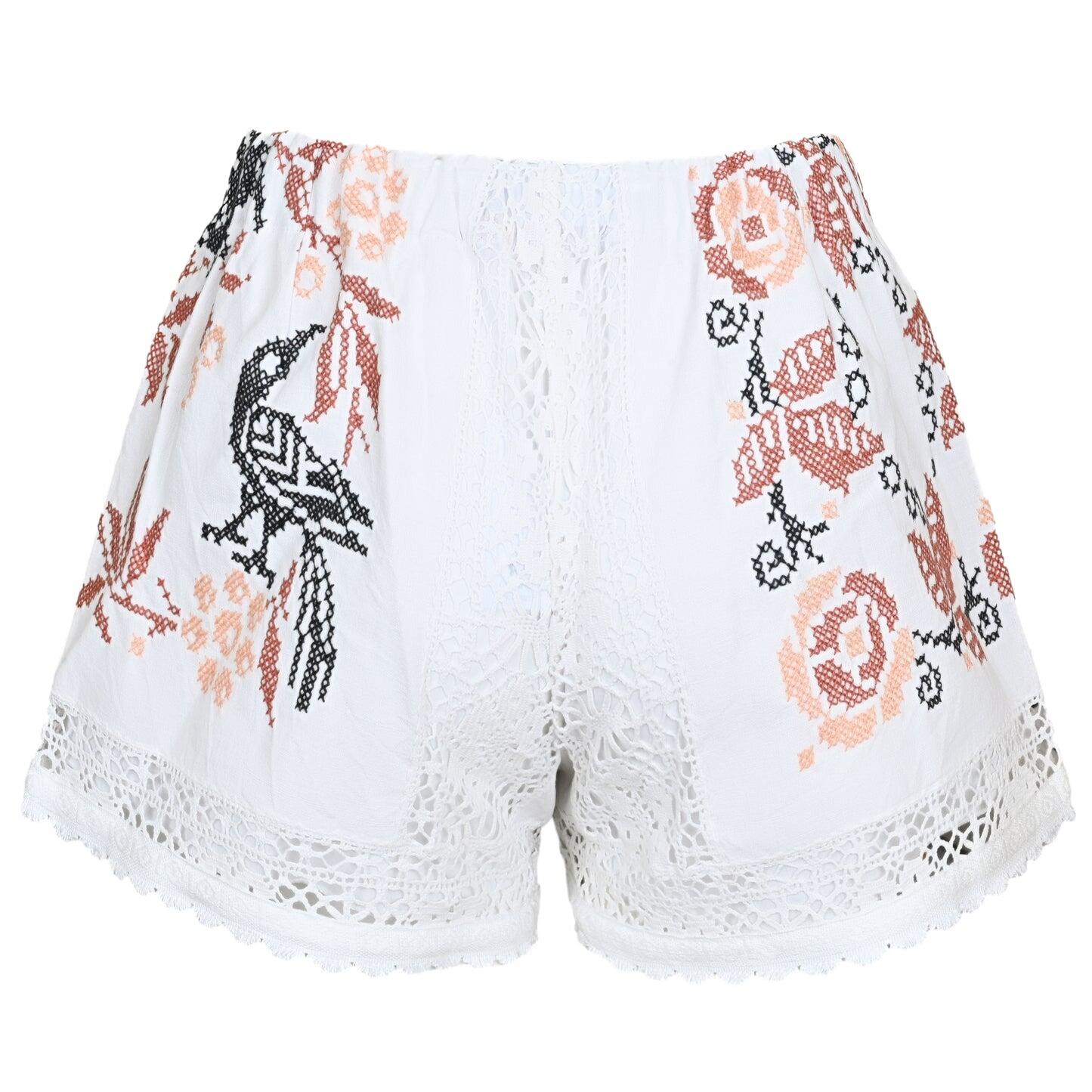 Orsina Cotton Shorts Neutral Bird Print S - Shorts